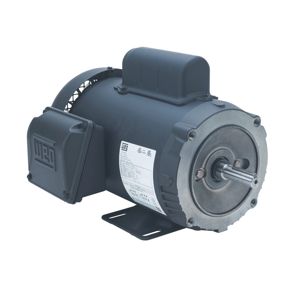 00118ES1B56C-S - WEG Electric S standard efficiency AC induction motor, general purpose, 1hp, 1-phase, 115/208-230 VAC, 1800rpm, TEFC, NEMA 56C frame, rolled steel, C-face/rigid base mount.