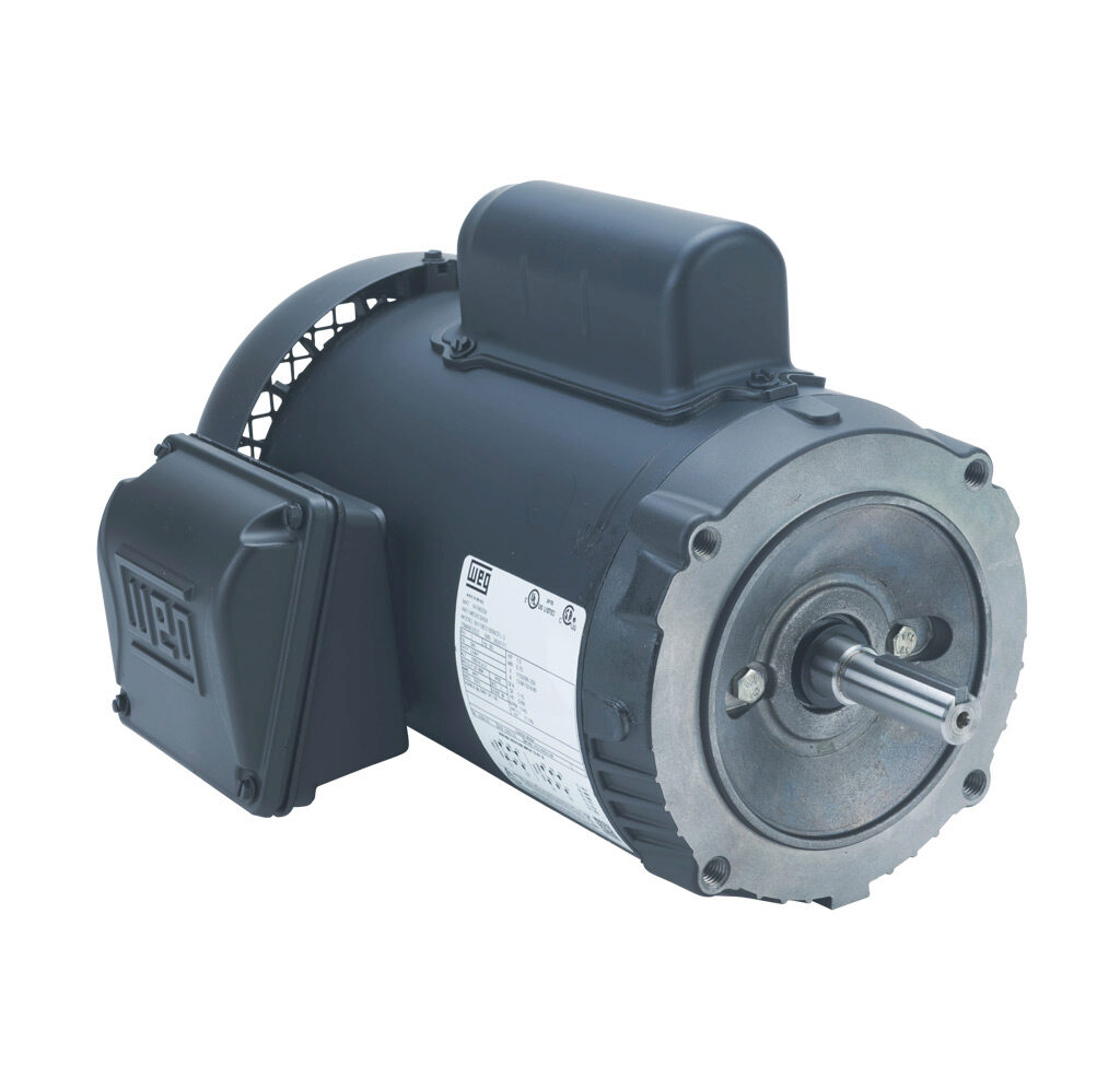 00118ES1B56CFL-S - WEG Electric S standard efficiency AC induction motor, general purpose, 1hp, 1-phase, 115/208-230 VAC, 1800rpm, TEFC, NEMA 56C frame, rolled steel, C-face mount.