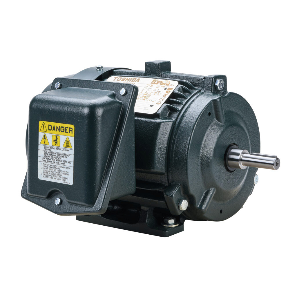 0012SDSR41H-P - Toshiba SD premium efficiency AC induction motor, high-performance inverter duty and severe duty, 1hp, 3-phase, 230/460 VAC, 3600rpm, TEFC, NEMA 56 frame, cast iron, rigid base mount.