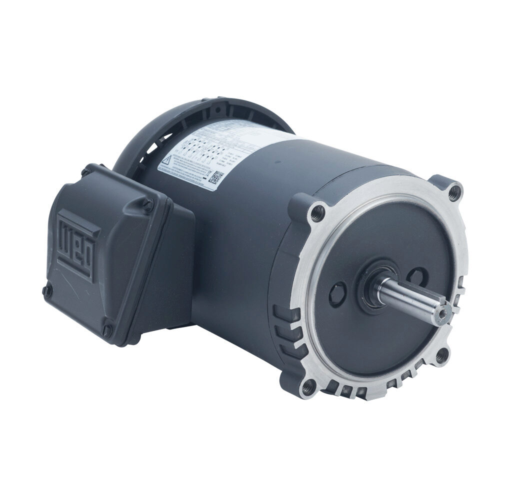 00136ET3EW56CFL-S - WEG Electric S premium efficiency AC induction motor, general purpose and inverter rated, 1hp, 3-phase, 208-230/460 VAC, 3600rpm, TEFC, NEMA 56C frame, rolled steel, C-face mount.