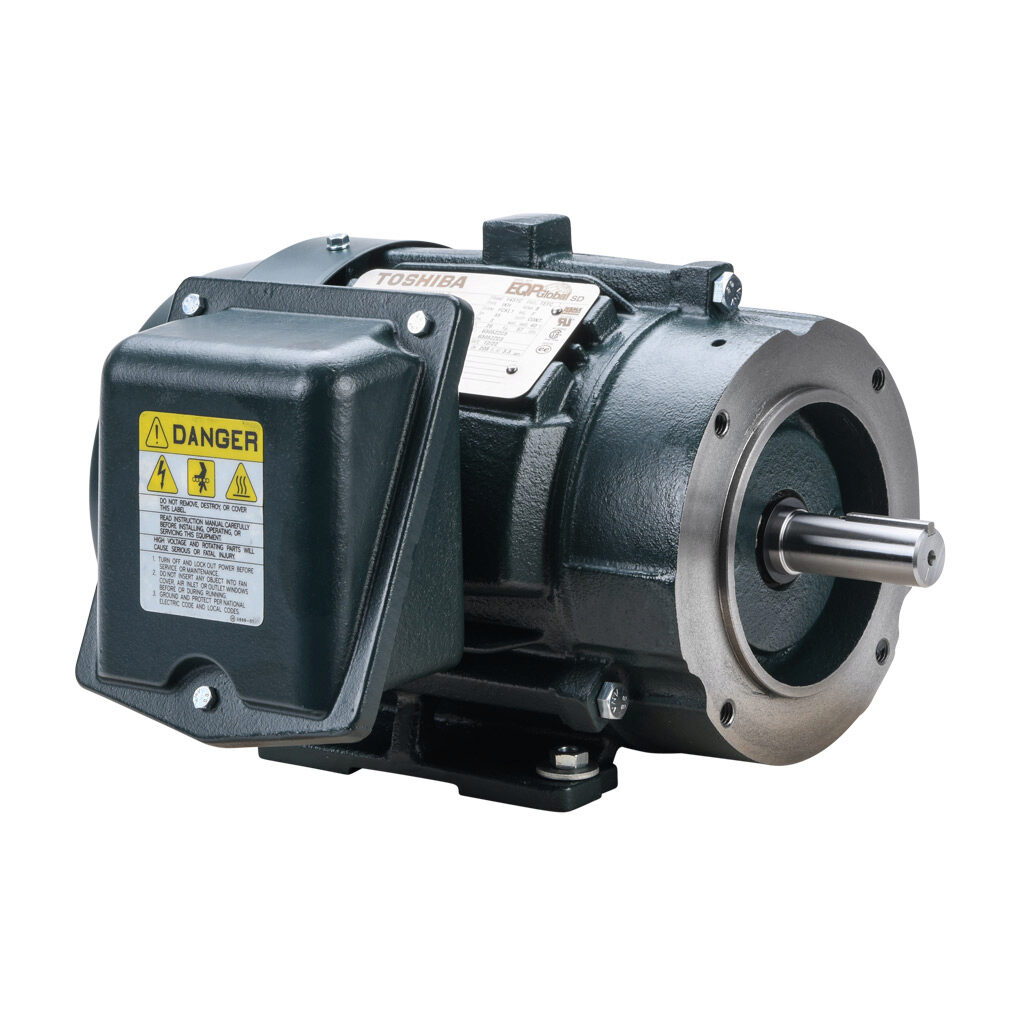 0014SDSR42A-P - Toshiba SD premium efficiency AC induction motor, high-performance inverter duty and severe duty, 1hp, 3-phase, 230/460 VAC, 1800rpm, TEFC, NEMA 143TC frame, cast iron, C-face/rigid base mount.