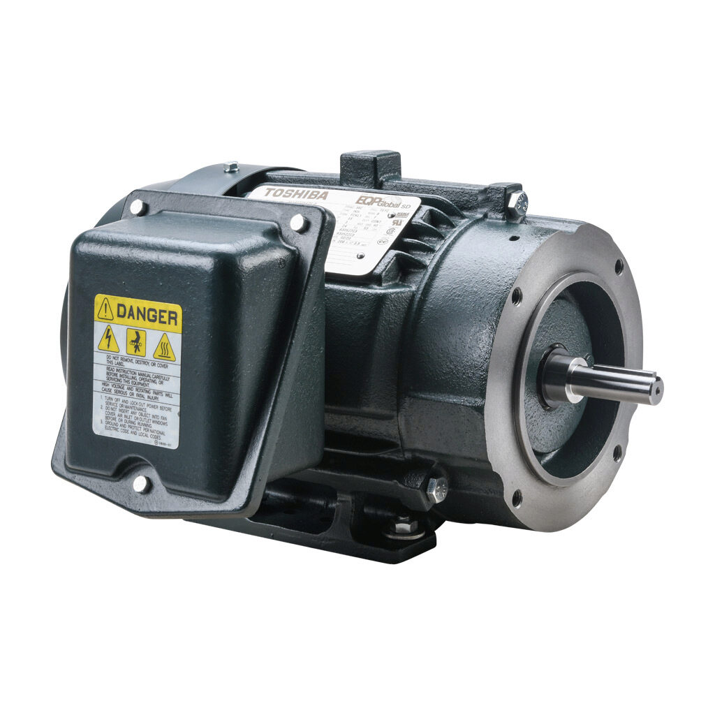 0014SDSR42H-P - Toshiba SD premium efficiency AC induction motor, high-performance inverter duty and severe duty, 1hp, 3-phase, 230/460 VAC, 1800rpm, TEFC, NEMA 56C frame, cast iron, C-face/rigid base mount.