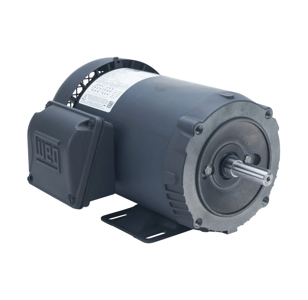 00156ET3E56C-S - WEG Electric S premium efficiency AC induction motor, general purpose and inverter rated, 1-1/2hp, 3-phase, 208-230/460 VAC, 3600rpm, TEFC, NEMA 56C frame, rolled steel, C-face/rigid base mount.