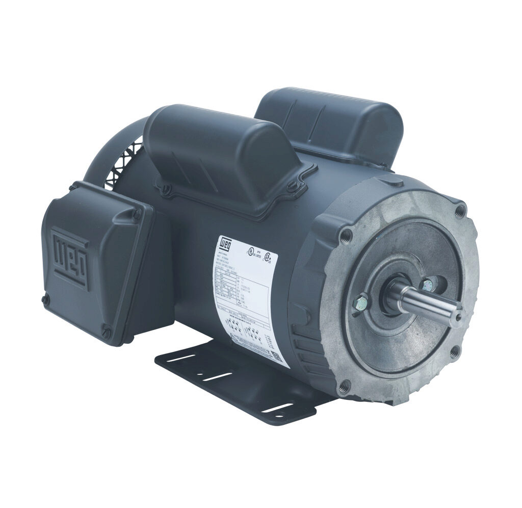 00158ES1B56C-S - WEG Electric S standard efficiency AC induction motor, general purpose, 1-1/2hp, 1-phase, 115/208-230 VAC, 1800rpm, TEFC, NEMA 56HC frame, rolled steel, C-face/rigid base mount.