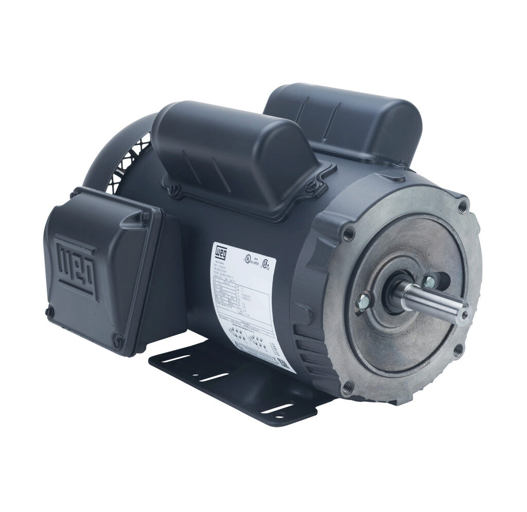 00236ES1B56C-S - WEG Electric S standard efficiency AC induction motor, general purpose, 2hp, 1-phase, 115/208-230 VAC, 3600rpm, TEFC, NEMA 56HC frame, rolled steel, C-face/rigid base mount.