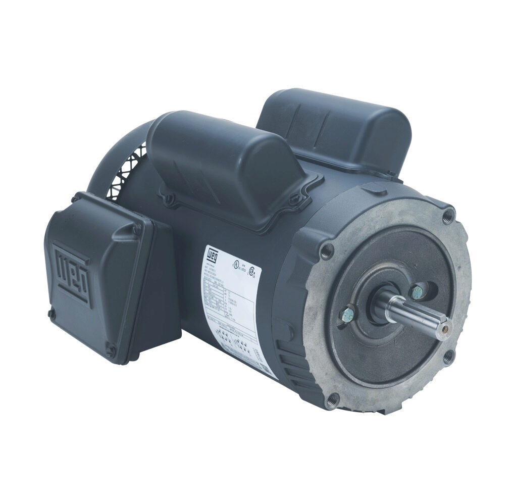 00236ES1B56CFL-S - WEG Electric S standard efficiency AC induction motor, general purpose, 2hp, 1-phase, 115/208-230 VAC, 3600rpm, TEFC, NEMA 56C frame, rolled steel, C-face mount.