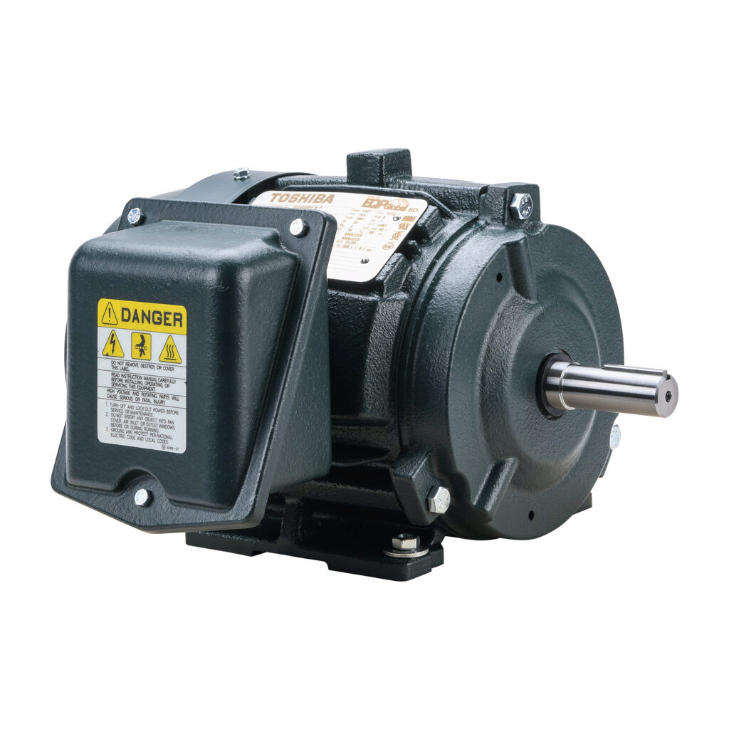 0024SDSR41A-P - Toshiba SD premium efficiency AC induction motor, high-performance inverter duty and severe duty, 2hp, 3-phase, 230/460 VAC, 1800rpm, TEFC, NEMA 145T frame, cast iron, rigid base mount.