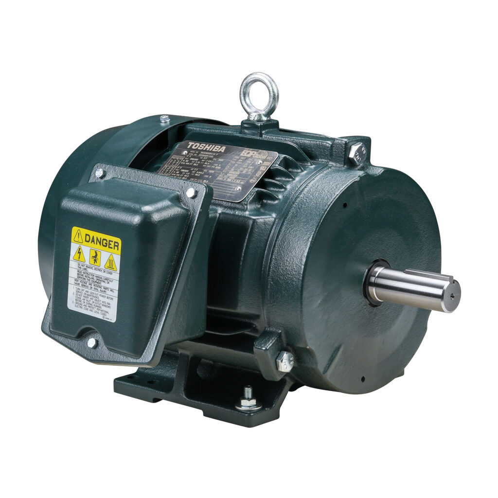 0032SDSR41A-P - Toshiba SD premium efficiency AC induction motor, high-performance inverter duty and severe duty, 3hp, 3-phase, 230/460 VAC, 3600rpm, TEFC, NEMA 182T frame, cast iron, rigid base mount.