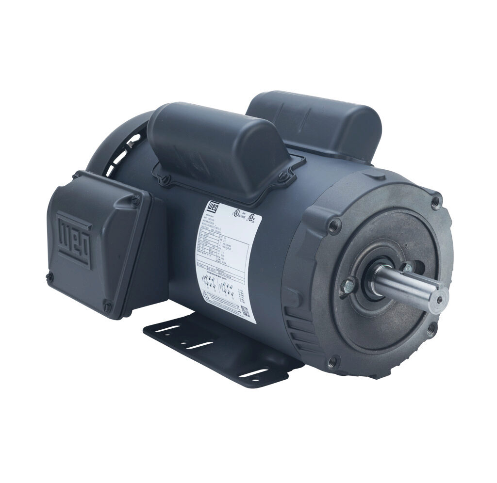 00336ES1E145TC-S - WEG Electric S standard efficiency AC induction motor, general purpose, 3hp, 1-phase, 208-230/460 VAC, 3600rpm, TEFC, NEMA 143/5TC frame, rolled steel, C-face/rigid base mount.
