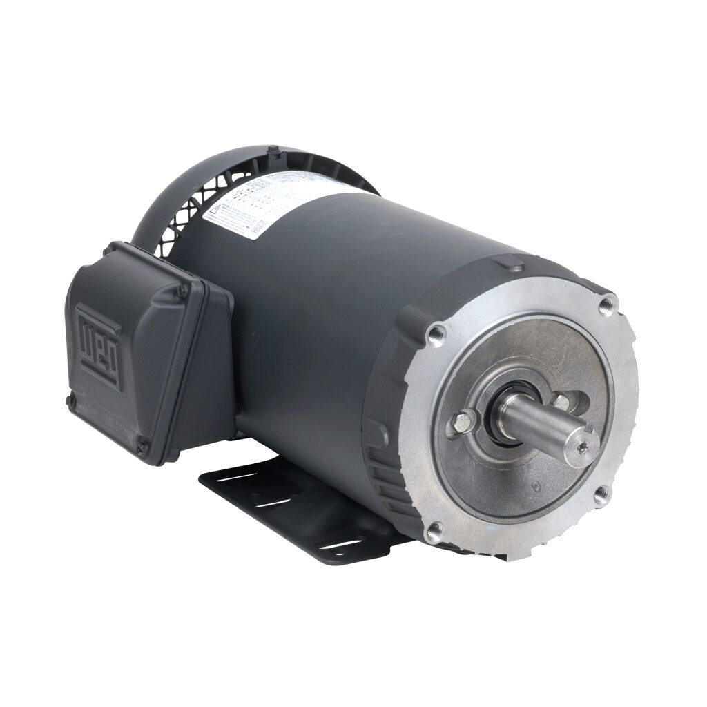 00336ET3E145TC-S - WEG Electric S premium efficiency AC induction motor, general purpose and inverter rated, 3hp, 3-phase, 208-230/460 VAC, 3600rpm, TEFC, NEMA 143/5TC frame, rolled steel, C-face/rigid base mount.