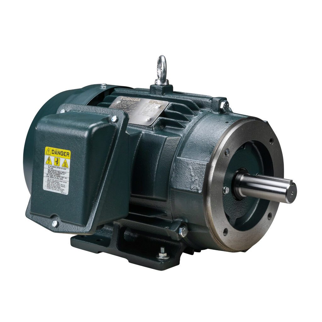 0036SDSR42A-P - Toshiba SD premium efficiency AC induction motor, high-performance inverter duty and severe duty, 3hp, 3-phase, 230/460 VAC, 1200rpm, TEFC, NEMA 213TC frame, cast iron, C-face/rigid base mount.