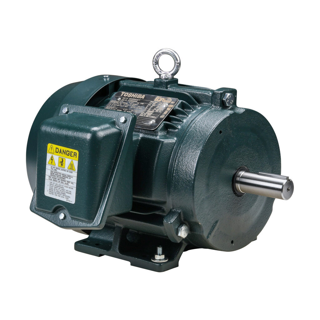 0054SDSR41A-P - Toshiba SD premium efficiency AC induction motor, high-performance inverter duty and severe duty, 5hp, 3-phase, 230/460 VAC, 1800rpm, TEFC, NEMA 184T frame, cast iron, rigid base mount.