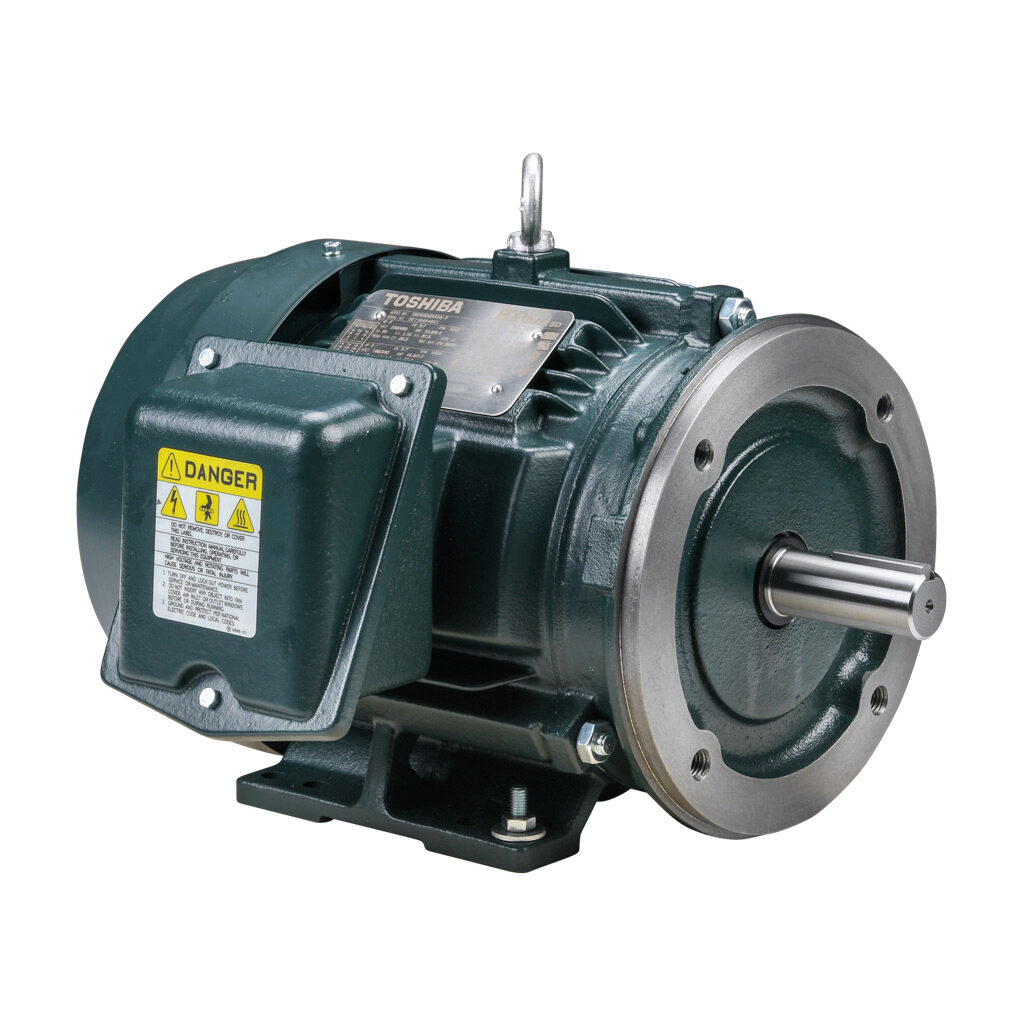 0054SDSR42A-P - Toshiba SD premium efficiency AC induction motor, high-performance inverter duty and severe duty, 5hp, 3-phase, 230/460 VAC, 1800rpm, TEFC, NEMA 184TC frame, cast iron, C-face/rigid base mount.