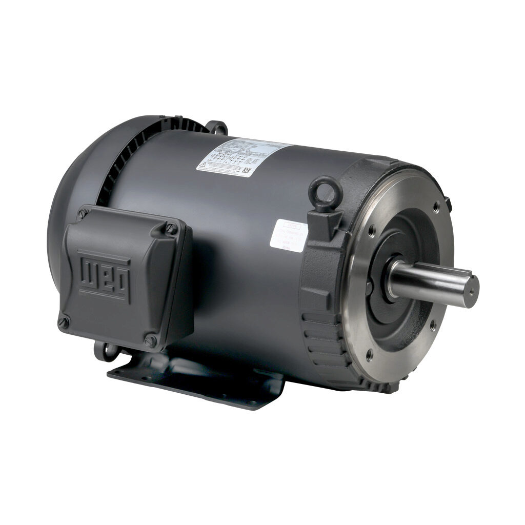 00718ET3E213TC-S - WEG Electric S premium efficiency AC induction motor, general purpose and inverter rated, 7-1/2hp, 3-phase, 208-230/460 VAC, 1800rpm, TEFC, NEMA 213TC frame, rolled steel, C-face/rigid base mount.