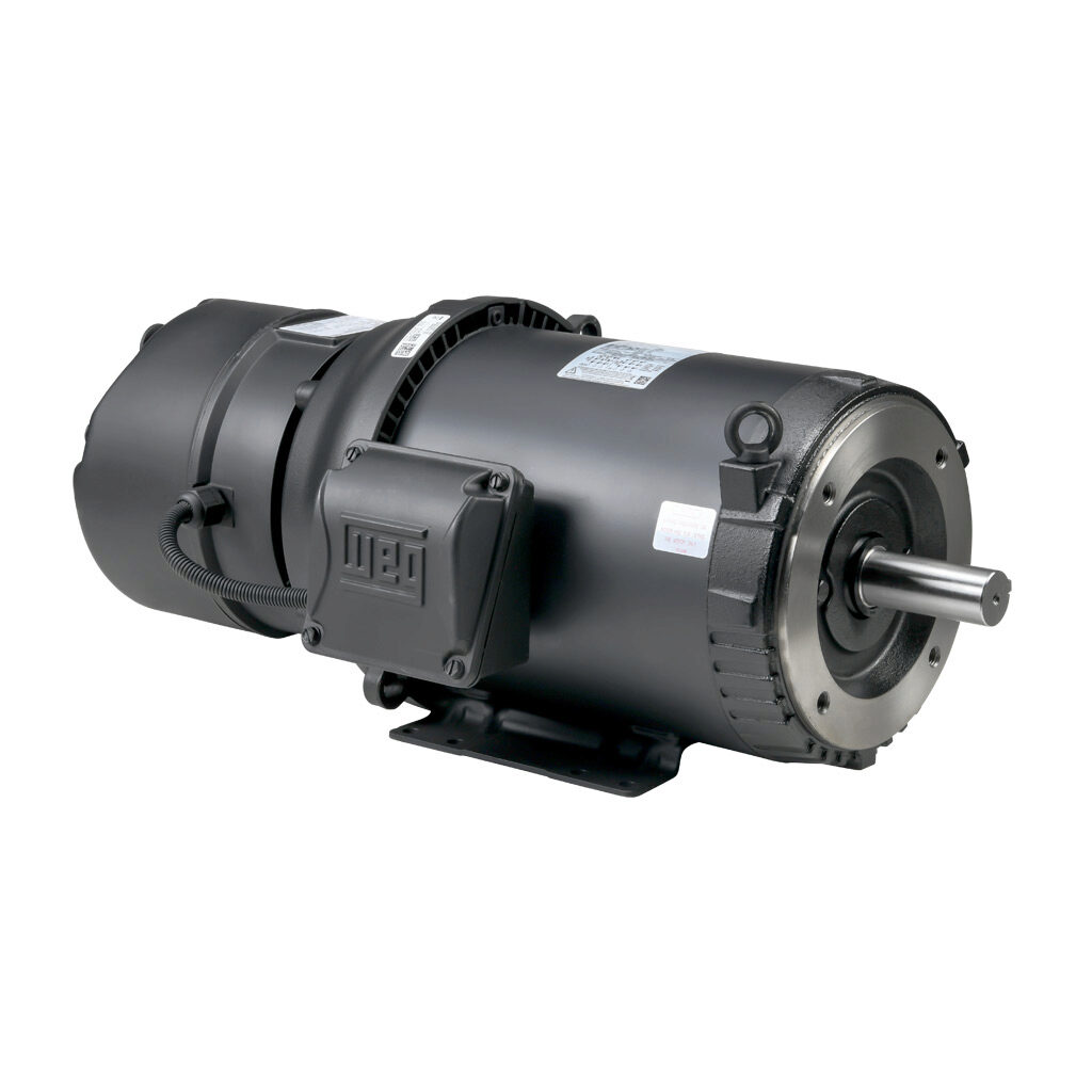 00718ET3EBM213TC-S - WEG Electric S premium efficiency AC induction motor, general purpose, inverter rated and brake, 7-1/2hp, 3-phase, 208-230/460 VAC, 1800rpm, TEFC, NEMA 213TC frame, rolled steel, C-face/rigid base mount. Stearns 108704100DQF b...