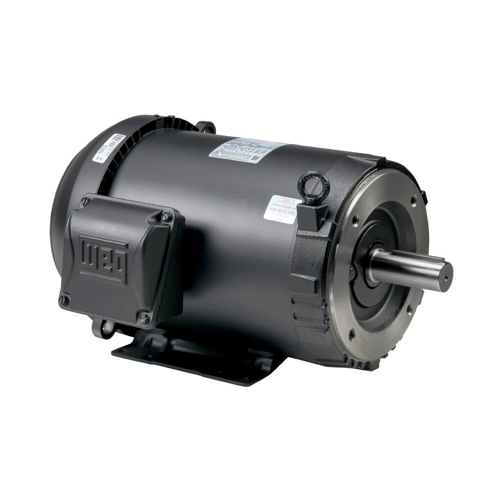 01018ET3E215TC-S - WEG Electric S premium efficiency AC induction motor, general purpose and inverter rated, 10hp, 3-phase, 208-230/460 VAC, 1800rpm, TEFC, NEMA 215TC frame, rolled steel, C-face/rigid base mount.