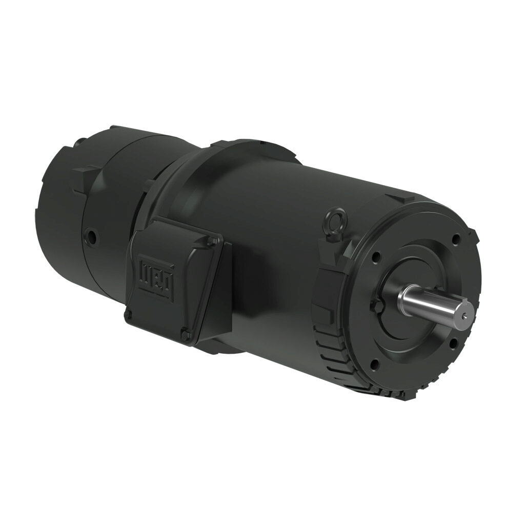 01018ET3EBMR215TC-S - WEG Electric S premium efficiency AC induction motor, general purpose, inverter rated and brake, 10hp, 3-phase, 208-230/460 VAC, 1800rpm, TEFC, NEMA 215TC frame, rolled steel, C-face mount. Stearns 108705100DQF brake assembly...
