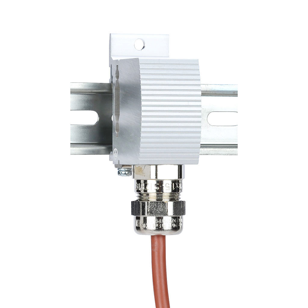 011850-00 - Stego thermostat, hazardous location rated, fixed, N.C. (open on rise) 59 deg F (15 deg C) switch-off, 9 deg F (5K) switching differential, 35mm DIN rail or panel mount, for electrical enclosure climate control.