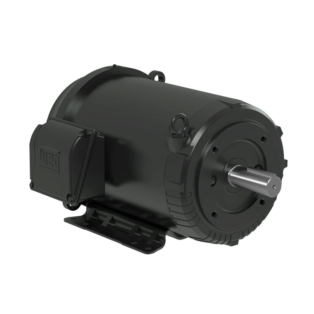 01518ET3E254TC-S - WEG Electric S premium efficiency AC induction motor, general purpose and inverter rated, 15hp, 3-phase, 208-230/460 VAC, 1800rpm, TEFC, NEMA 254TC frame, rolled steel, C-face/rigid base mount.