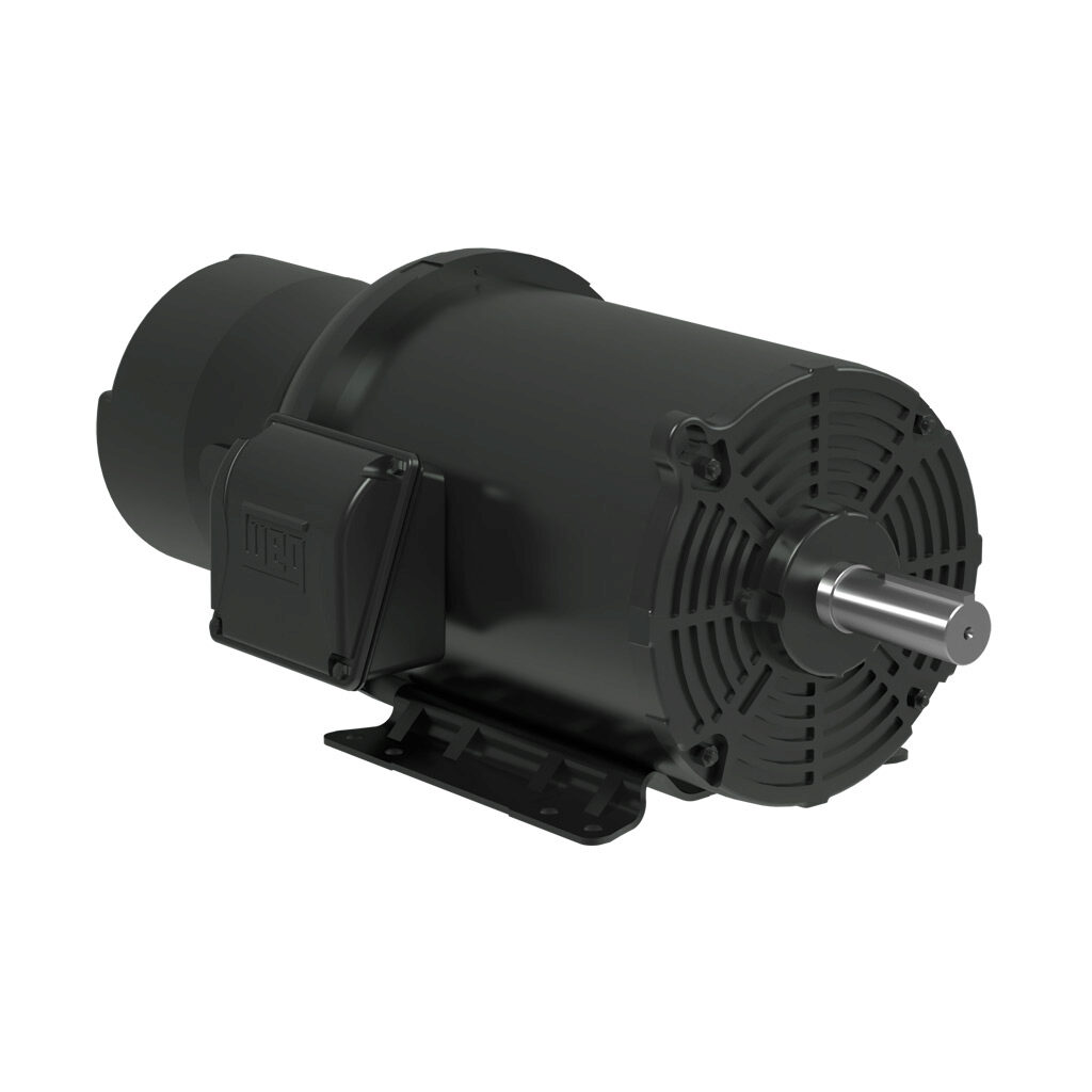 01518ET3EBM254T-S - WEG Electric S premium efficiency AC induction motor, general purpose, inverter rated and brake, 15hp, 3-phase, 208-230/460 VAC, 1800rpm, TEFC, NEMA 254T frame, rolled steel, rigid base mount. Stearns 108706100DQF brake assembl...