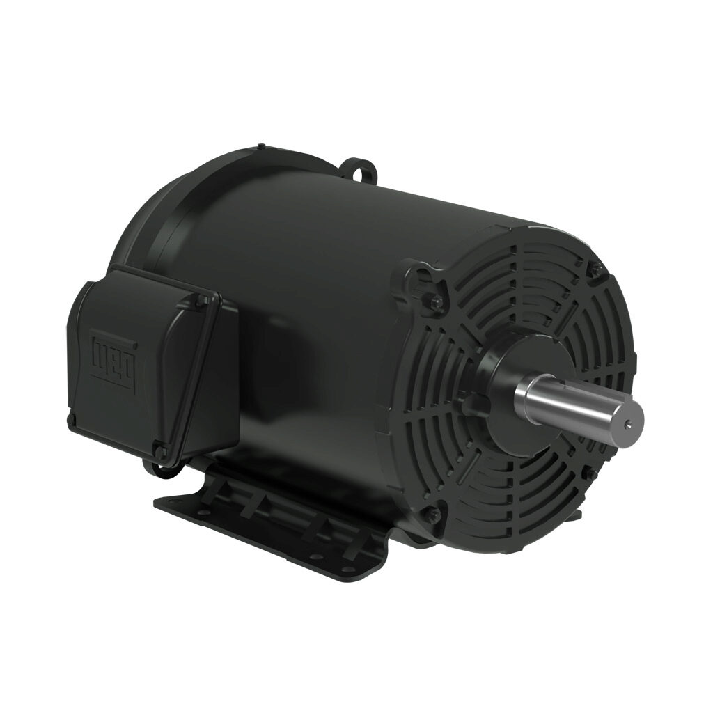 01536ET3E254T-S - WEG Electric S premium efficiency AC induction motor, general purpose and inverter rated, 15hp, 3-phase, 208-230/460 VAC, 3600rpm, TEFC, NEMA 254T frame, rolled steel, rigid base mount.