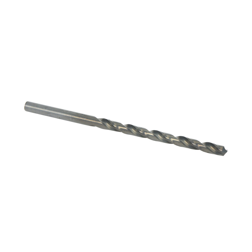 01640 - Viking jobber-length drill bit, wire number size 21, split point, high-speed steel (HSS), black oxide finish, round shank, 3.3in (84mm) overall length. Package of 10.