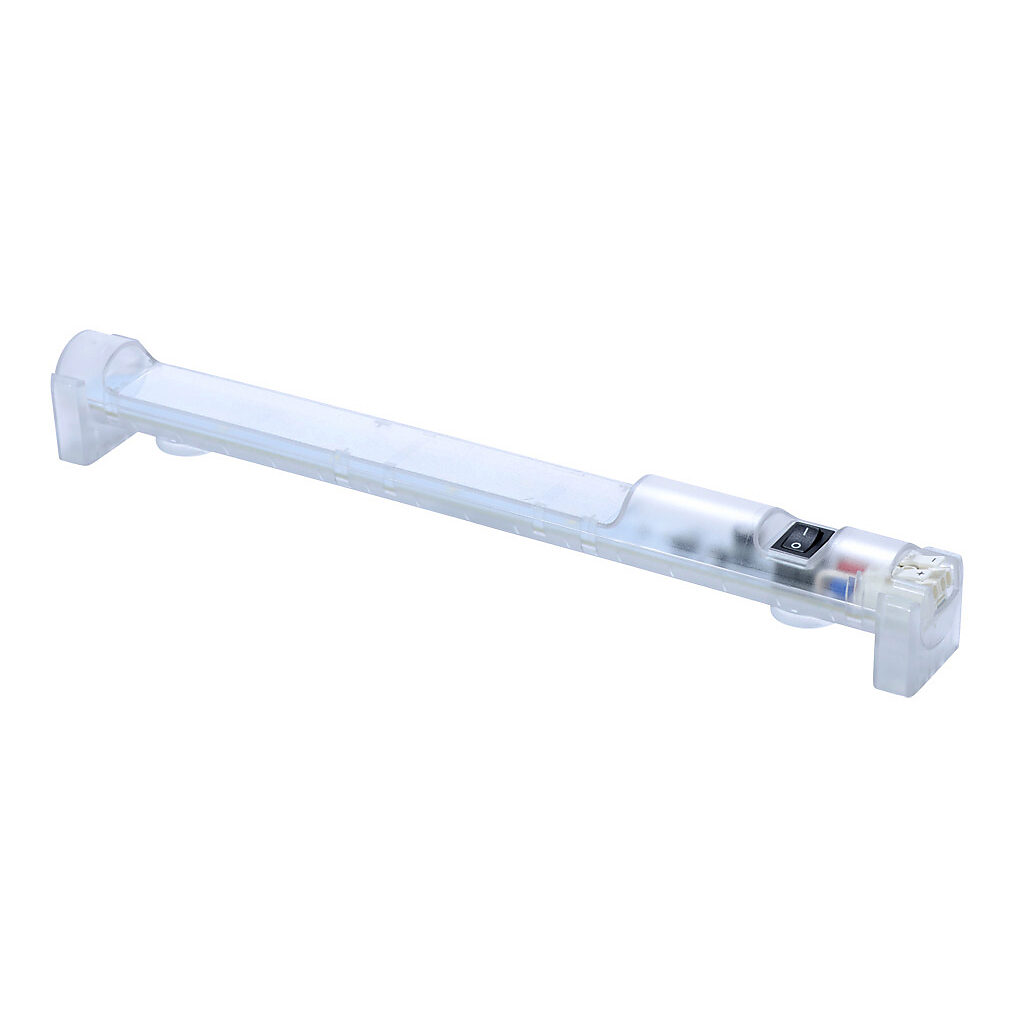 025401-13 - Stego Ecoline LED enclosure light, 24-48 VDC operating voltage, on/off switch, 13.8in length, 400 lm, clip mount, 2-pole dual cage clamp for 16 AWG stranded wire with ferrule or 14 AWG solid wire, 5W, IP20.