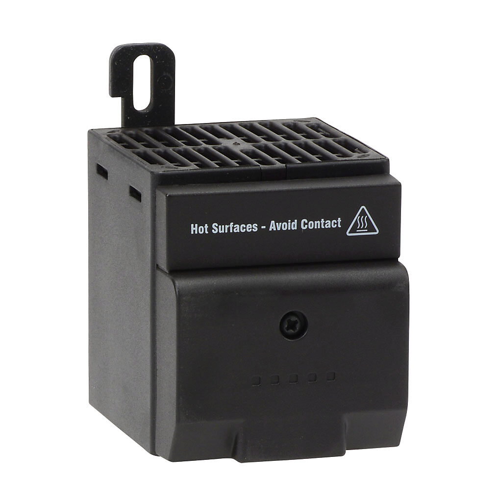 028000-01 - Stego enclosure heater, axial fan, 150W heating capacity, touch-safe PTC resistor heating element, 230 VAC operating voltage, 50/60 Hz, panel mount.