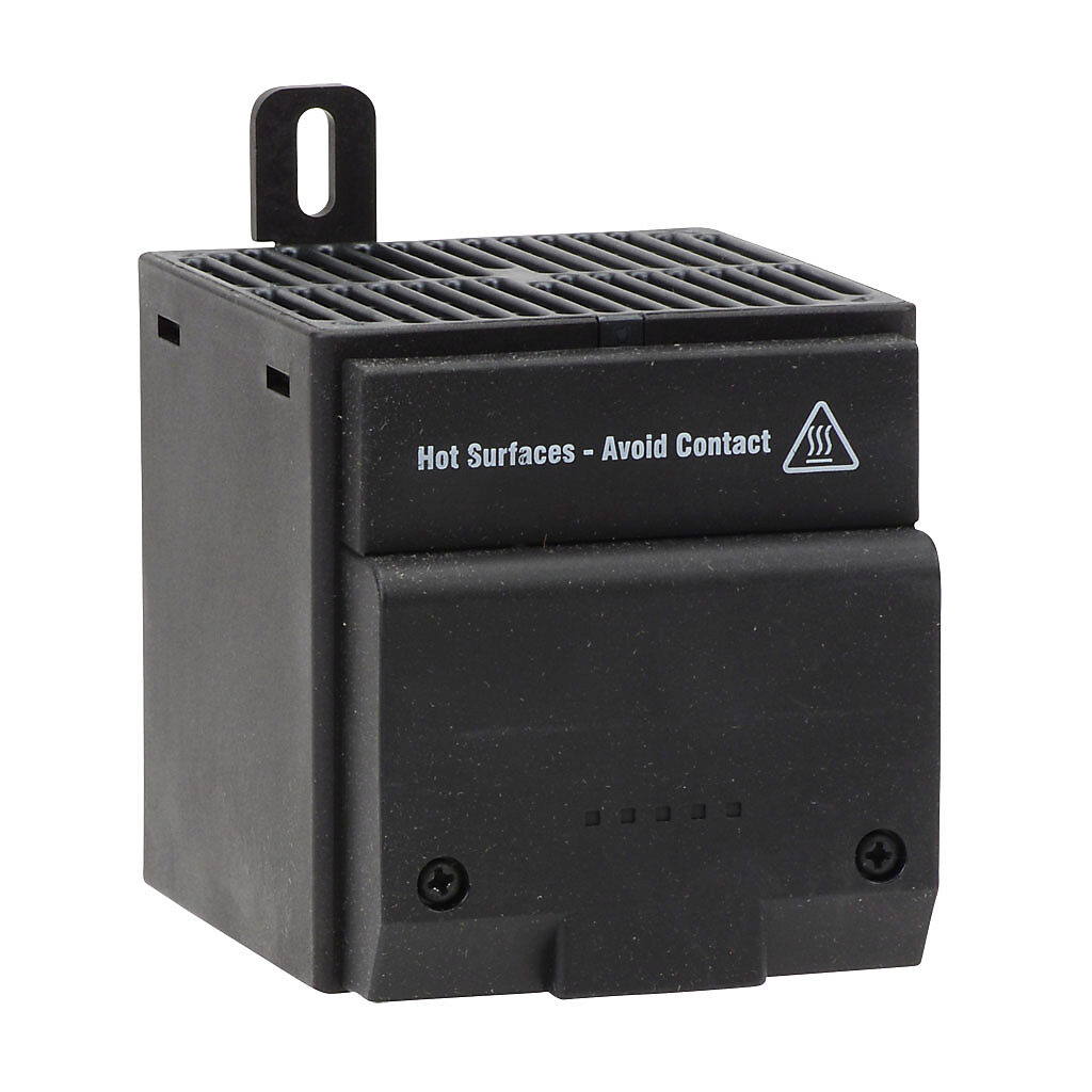028110-01 - Stego enclosure heater, axial fan, 250W heating capacity, touch-safe PTC resistor heating element, 230 VAC operating voltage, 50/60 Hz, panel mount.