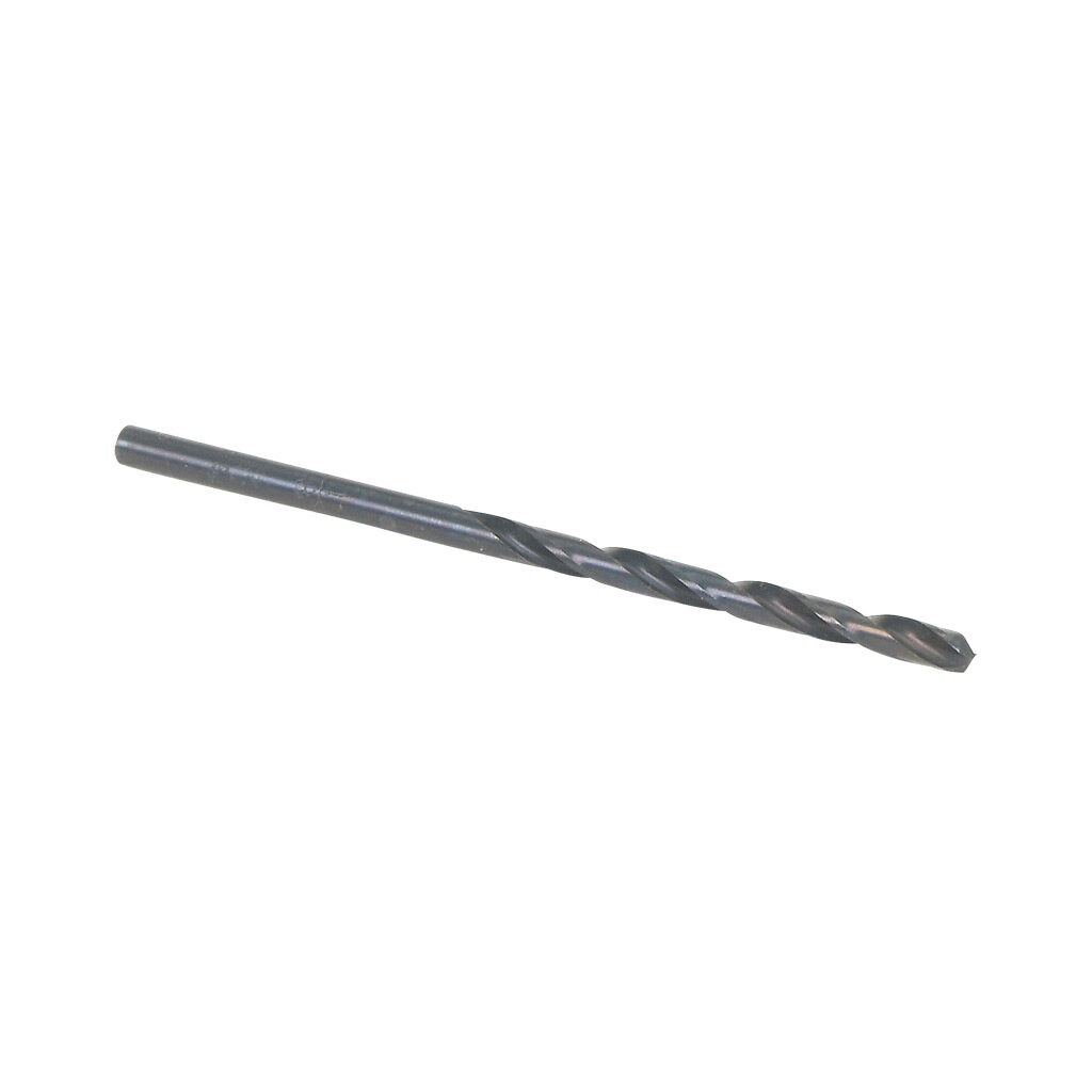02822 - Viking jobber-length drill bit, 1/8in, split point, high-speed steel (HSS), black oxide finish, round shank, 2.8in (71mm) overall length. Package of 10.