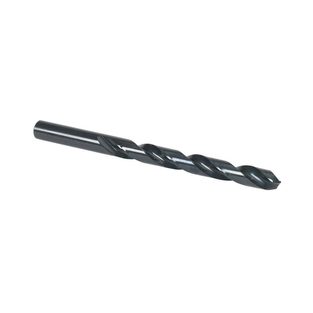 02982 - Viking jobber-length drill bit, 3/8in, split point, high-speed steel (HSS), black oxide finish, round shank, 5.0in (127mm) overall length. Package of 5.