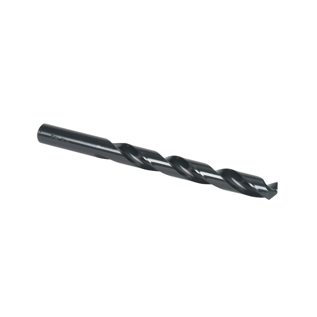 03022 - Viking jobber-length drill bit, 7/16in, split point, high-speed steel (HSS), black oxide finish, round shank, 5.5in (140mm) overall length. Package of 5.