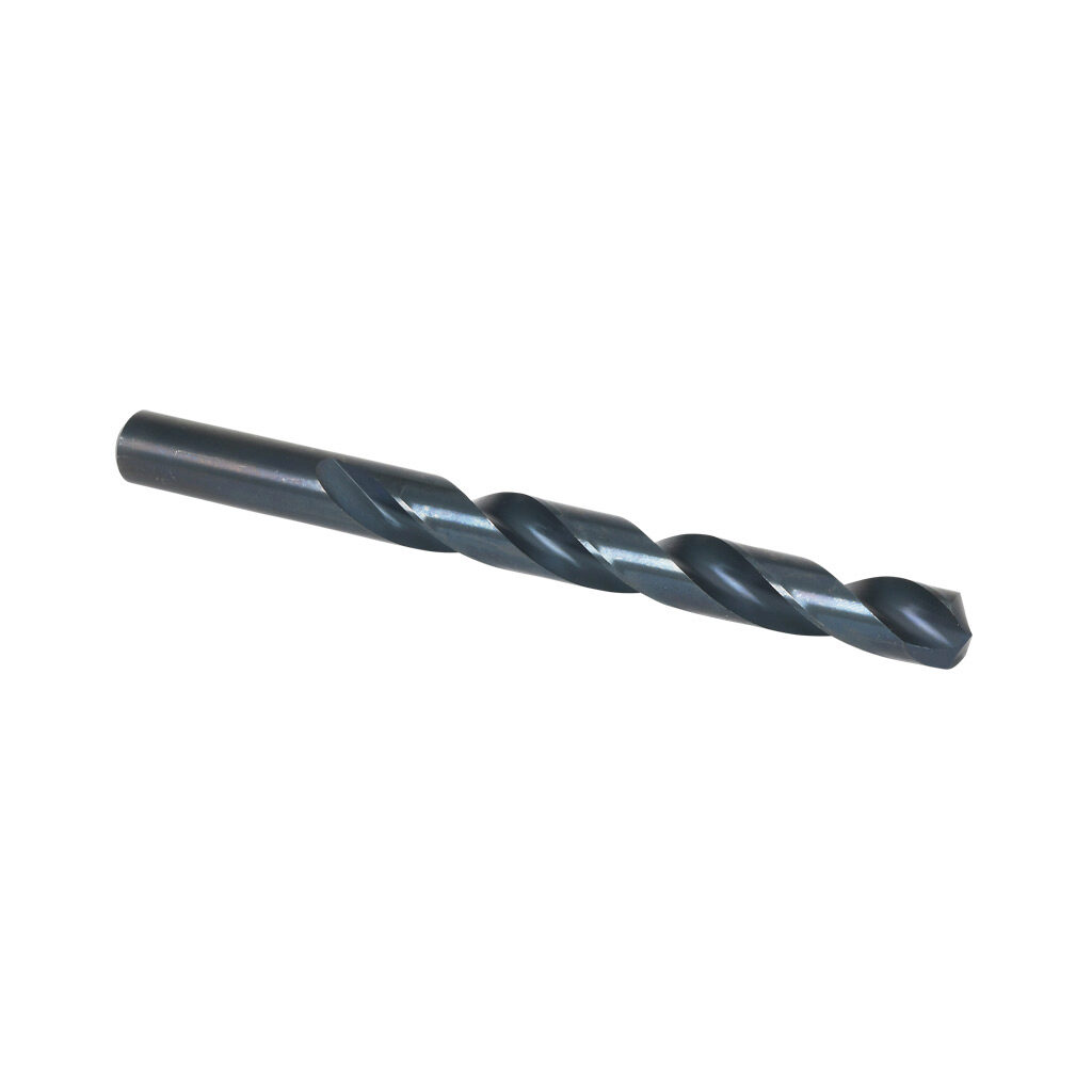 03062 - Viking jobber-length drill bit, 1/2in, split point, high-speed steel (HSS), black oxide finish, round shank, 6.0in (152mm) overall length. Package of 5.