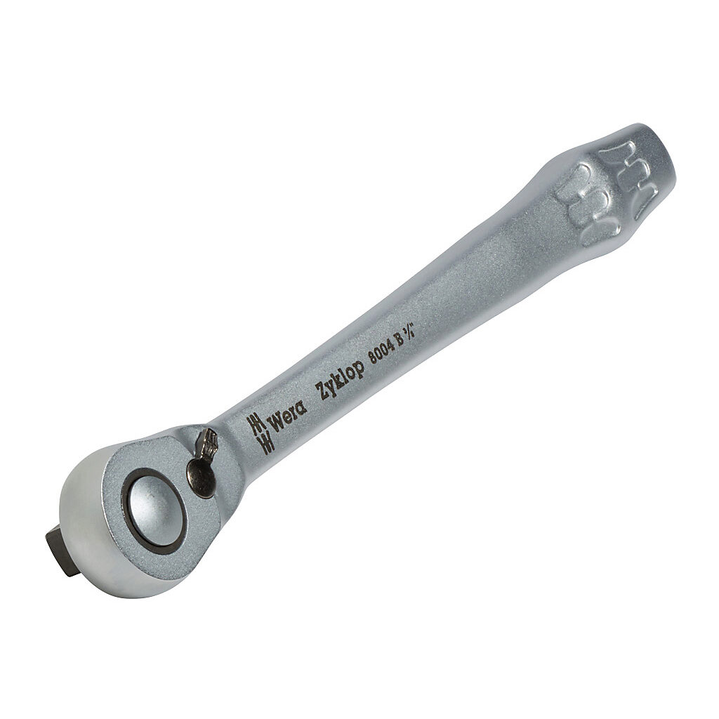05004034055 - Wera Zyklop Metal ratchet, switch lever, 3/8in drive, 5 degrees return angle, all-metal construction, ballpoint socket locking mechanism.