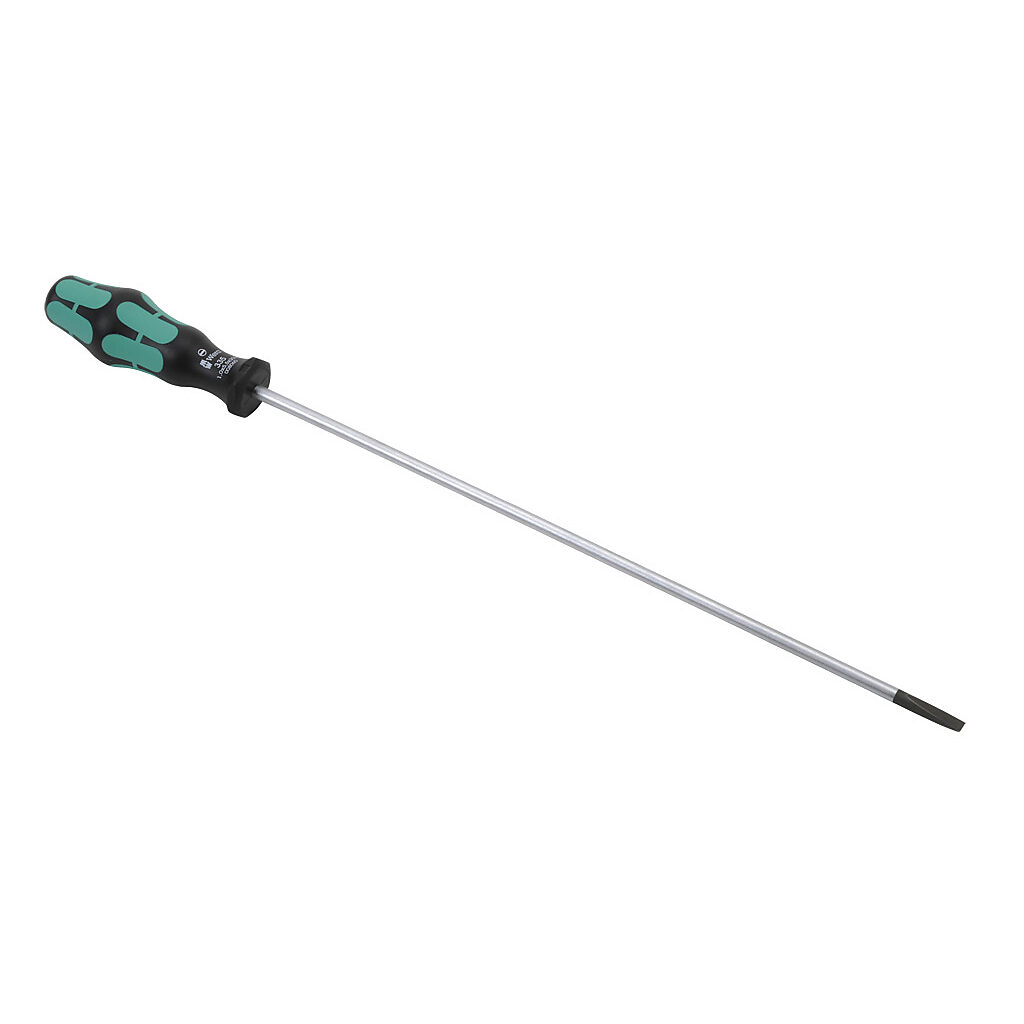 05008060055 - Wera Kraftform Plus 5.5mm slotted standard screwdriver, 11.8in (300mm) shaft length, Kraftform ergonomic handle.