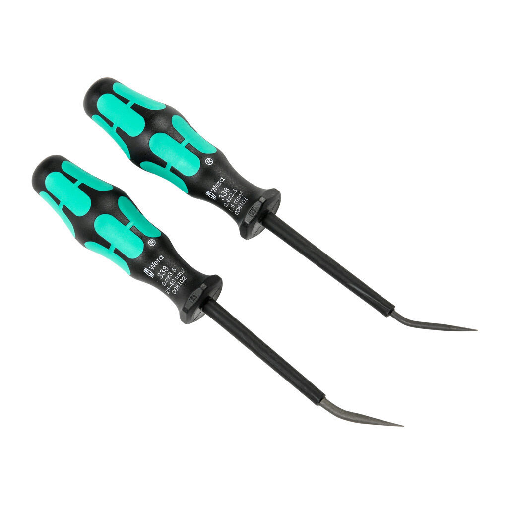 05008100001 - Wera Kraftform Plus standard terminal block tool kit, slotted, 2 pieces, 6.4in (162mm) overall length.