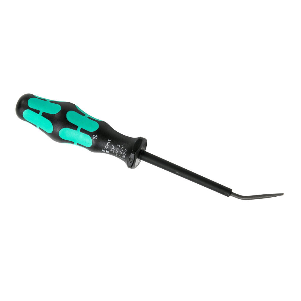 05008101001 - Wera Kraftform Plus 2.5mm slotted standard terminal block tool, 3.2in (81mm) shaft length, Kraftform ergonomic handle.