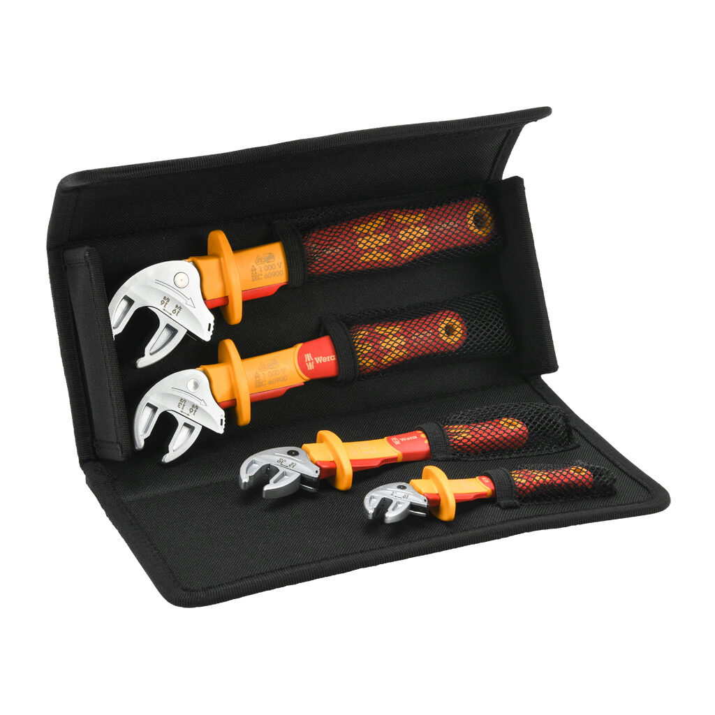 05020170001 - Wera Joker adjustable wrench set, ratcheting, 4 pieces, 1000V insulation rating.