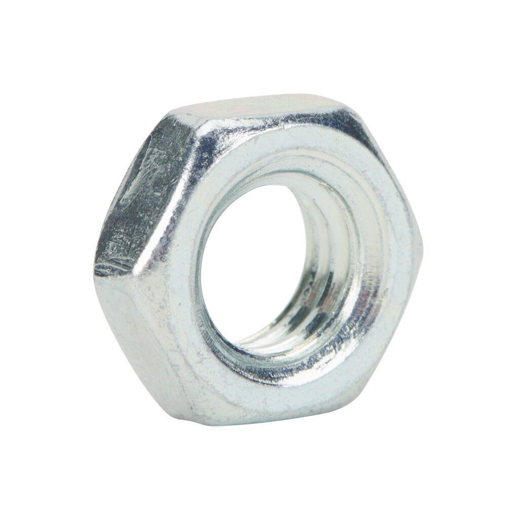0950200011 - Metal Work rod nut, M8 x 1.25 thread, plated steel. For use with 20mm bore ISO 6432 cylinders.