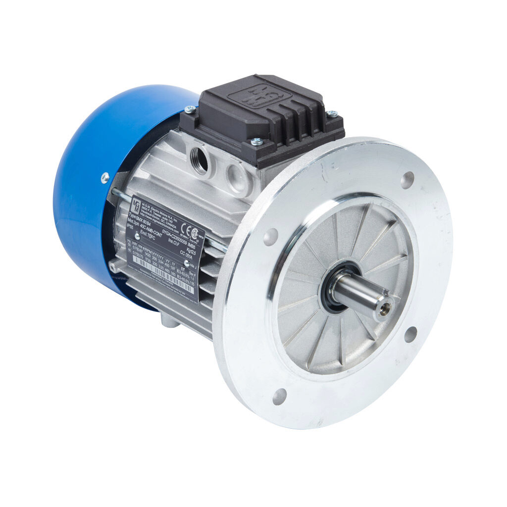0YGA - M.G.M. Electric Motors SMX IE3 premium efficiency AC induction motor, general purpose and inverter rated, 1hp, 3-phase, 230/460 VAC, 1800rpm, TEFC, IEC 80 frame, aluminum, D-flange (B5) mount.