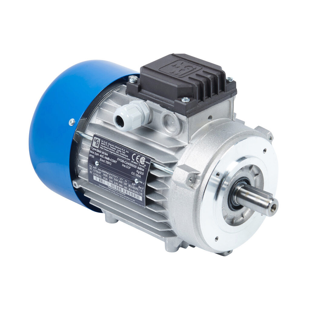 0YGB - M.G.M. Electric Motors SMX IE3 premium efficiency AC induction motor, general purpose and inverter rated, 1hp, 3-phase, 230/460 VAC, 1800rpm, TEFC, IEC 80 frame, aluminum, C-face (B14) mount.