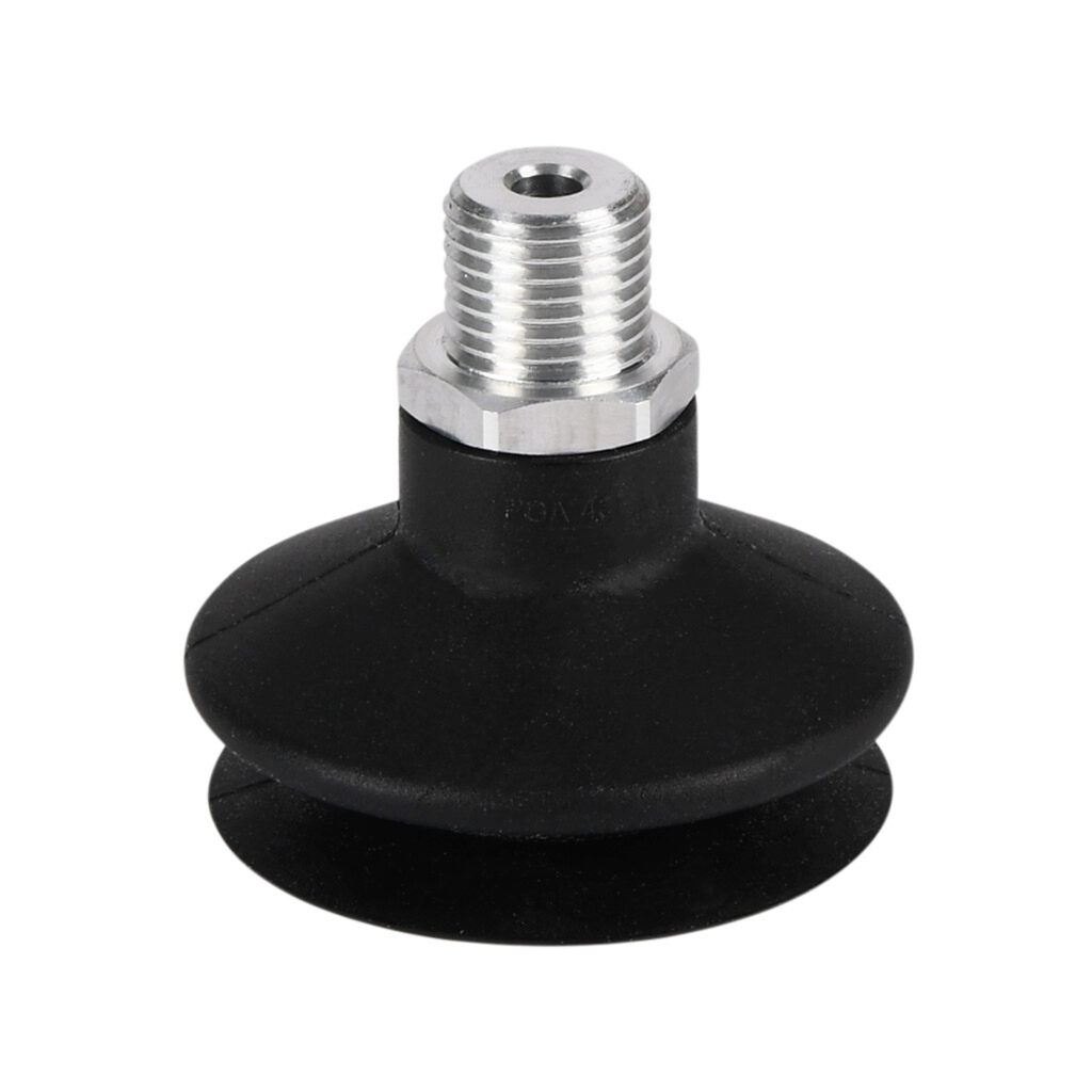 10.01.06.00082 - Schmalz vacuum suction cup, bellows, round, 1 fold(s), 43mm, nitrile rubber, G1/4 male BSPP.