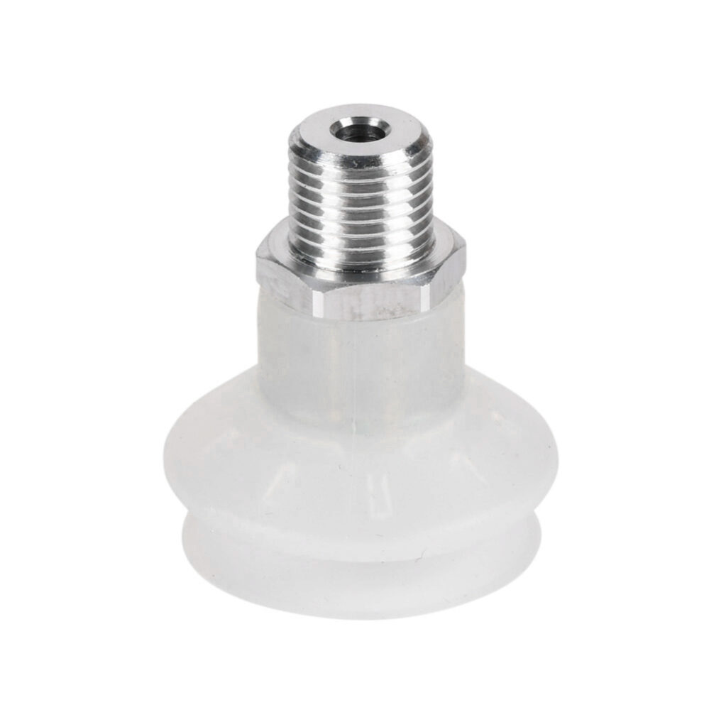 10.01.06.00091 - Schmalz vacuum suction cup, bellows, round, 1 fold(s), 33mm, silicone, G1/4 male BSPP.