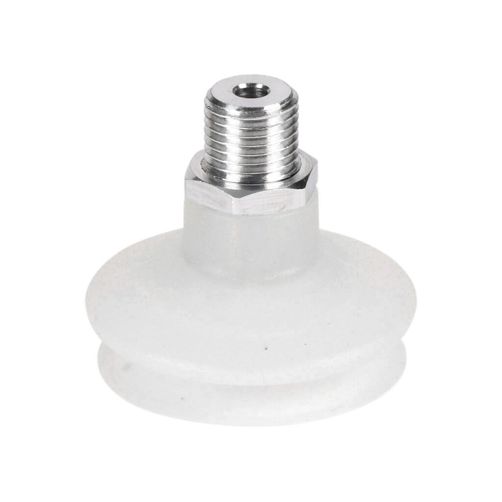 10.01.06.00092 - Schmalz vacuum suction cup, bellows, round, 1 fold(s), 43mm, silicone, G1/4 male BSPP.