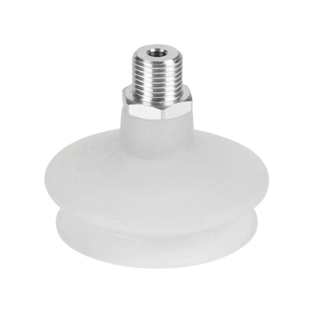 10.01.06.00093 - Schmalz vacuum suction cup, bellows, round, 1 fold(s), 53mm, silicone, G1/4 male BSPP.