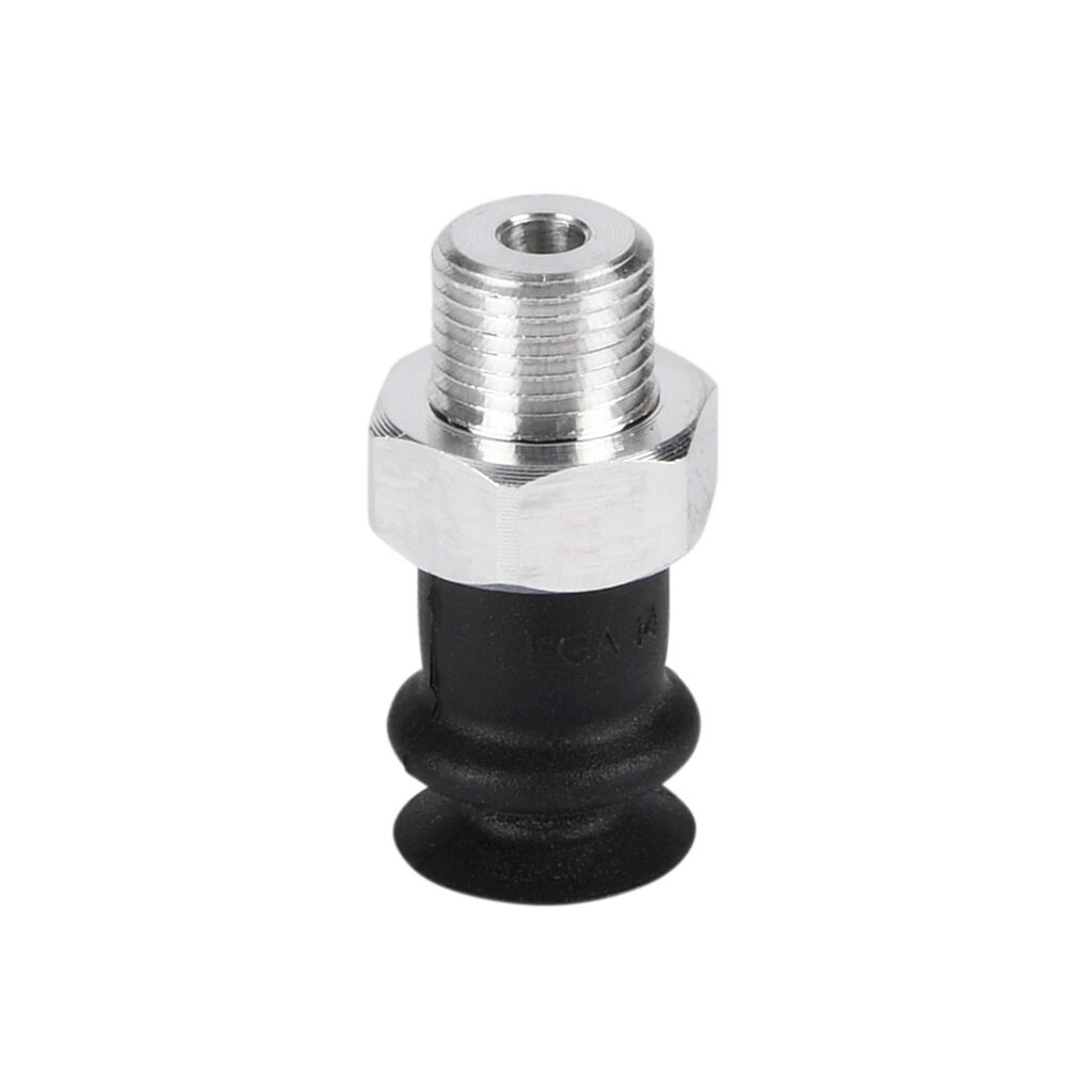 10.01.06.00381 - Schmalz vacuum suction cup, bellows, round, 1 fold(s), 14mm, nitrile rubber, G1/8 male BSPP.