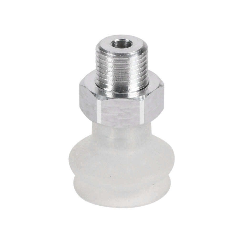 10.01.06.00393 - Schmalz vacuum suction cup, bellows, round, 1 fold(s), 20mm, silicone, G1/8 male BSPP.