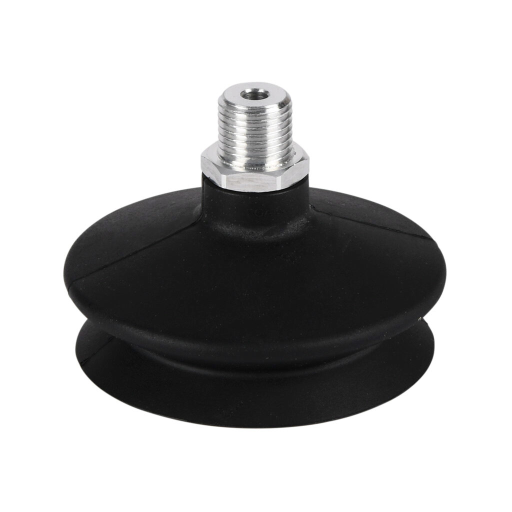 10.01.06.00685 - Schmalz vacuum suction cup, bellows, round, 1 fold(s), 63mm, nitrile rubber, G1/4 male BSPP.