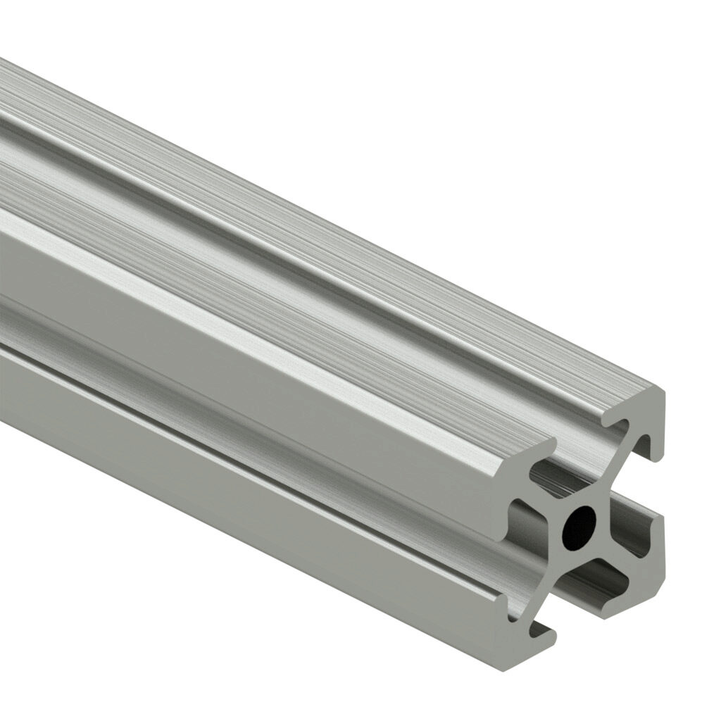 1010C - SureFrame 10 Series standard T-slotted rail, silver, 6063-T6 anodized aluminum alloy, cut to length, 1 x 1in profile, slot size 6.