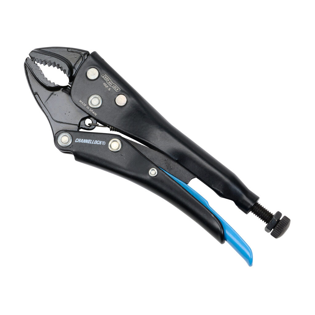 102-5 - CHANNELLOCK Classic curved jaw locking pliers, 5.6in (141mm) overall length, integrated wire cutter, lock nut feature and extended release lever.